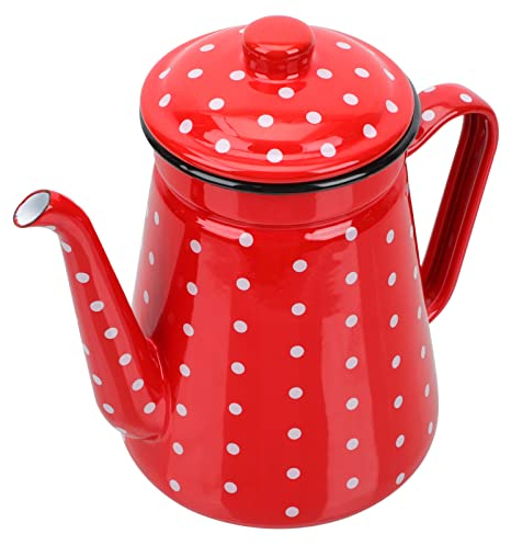 DNCG Pot à café percolateur en émail de camping : 1. Cafetière de camping vintage de 5 l avec revêtement en émail finition brillante for les groupes de cuisine de camping-car de cabine/729
