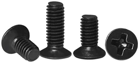 20-500 Stück M1 M1.2 M1.4 M1.6 M2 M2.5 M3 M3.5 M4 M5 Kleine schwarze Stahlkreuz-Senkkopfschraube (Color : 4mm_M1.6 (200pcs))