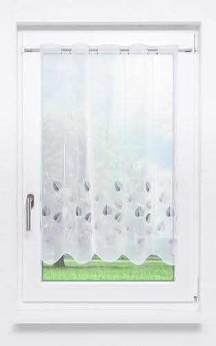 LYSEL Scheibengardine Designblätter (Bx H) 176cm * 90cm Grau/Grau