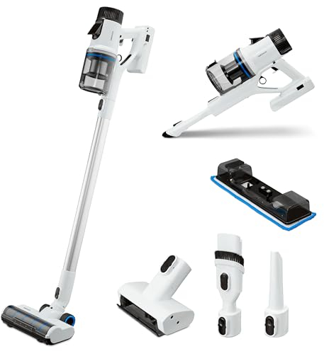 MEDION Aspirapolvere verticale con funzione lavapavimenti P400 W (senza filo, senza sacchetto, tecnologia ciclonica, batteria ricaricabile, HEPA H13, rullo spazzola)