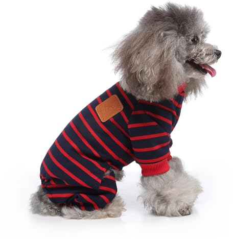 Geilisungren Hundebekleidung FüR GroßE Hunde Pullover mit Streifen Rollkragen Klassischer Strick Jumper Hundepulli FüR Kleine Hunde Winter Weiche Kaltes Wetter Kurzarm Kälteschutzkleidung Overalls