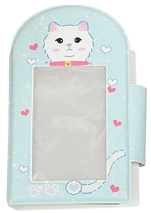 Smbcgdm Fotokartenhalter, Cartoon-Druck, 7,6 cm, Foto-Karten-Etui, Album, 14 Blatt, praktisch, Blau