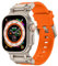 Sport Band pour Apple Watch Ultra 2/Ultra Bands 49mm 45mm 44mm 42mm pour Homme, Silicone Durable avec Connecteur Métallique iWatch Ultra 9 8 7 6 5 4 3 SE（Titanium Adapter-Orange）