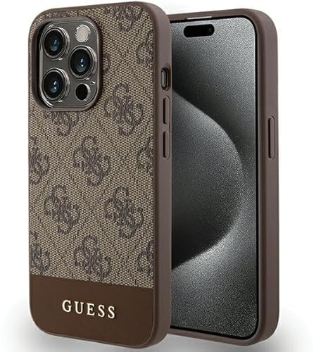 Guess GUHCP15LG4GLBR Hülle für iPhone 15 Pro 6.1 braun hardcase 4G Stripe Collection