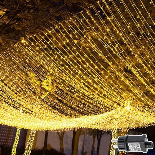 Cozymeow Lichtervorhang 2 Stück 600 LED 6mx3m, Lichterketten Vorhang mit Stecker, 8 Modi mit Timer Lichterkette, Wasserdicht Lichtervorhang für Außen Innen Weihnachten Hochzeit Garten - Warmweiß