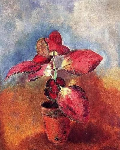 DTAUPREB Malen-nach-Zahlen-Set Begonie im Topf Odilon Redon DIY-Ölgemälde-Set Malen nach Zahlen Zeichnen auf Leinwand Kunst Heimdekoration Geschenke