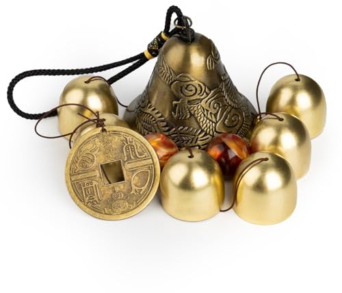 MYHOGOOD Lucky Wind Chimes, Feng Shui Hanging Wind Chimes for Garden, Good Luck Chinese Wind Bells with Coin, Dragon Bells for Home Garden Window Decoration Gift