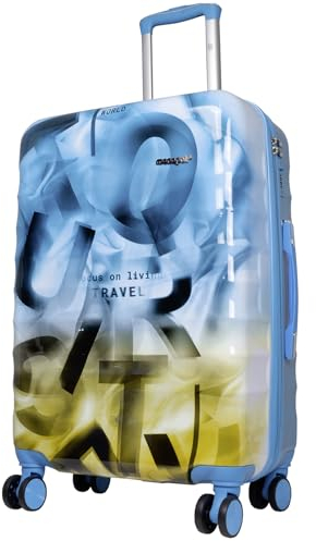 Trendyshop365 mittelgroßer Koffer Hartschale Verona 65cm 74 Liter 4 Räder Zahlenschloss blau-braun