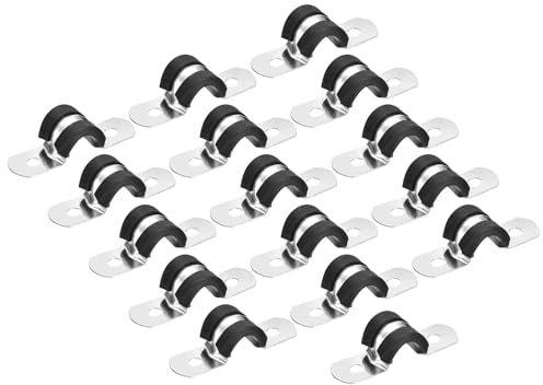 TA-VIGOR 30Pcs Cable Clamp, 8mm Rubber Pipe Strap Rubber Cushioned Stainless Steel Hose Clamp U Shape Metal Clamp Tube Holder for Pipe Tube Wire Fixing, Laying Plumbing, Electricity, Exhaust