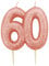 Anniversary House Metallic Rose Gold Glitter Birthday Candle, Number 60, 60th Birthday Cake Topper, 7cm, Cake Decorations, Candles for Cake, Pack of 1, Women's 60th Birthday Cake Decoration, AHC249