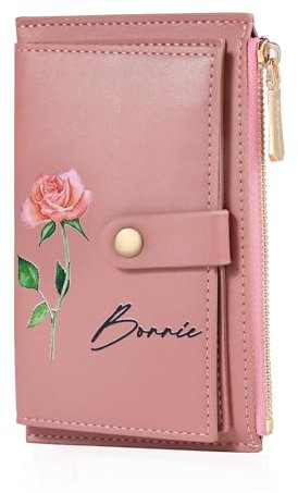 Personalisierte Damen Geldbörse Mit Foto Große Lange Geldbörse Geschenke Für Frauen Geburtstag Muttertag Geldbörse Groß Damen Portemonnaie (B - Rosa)