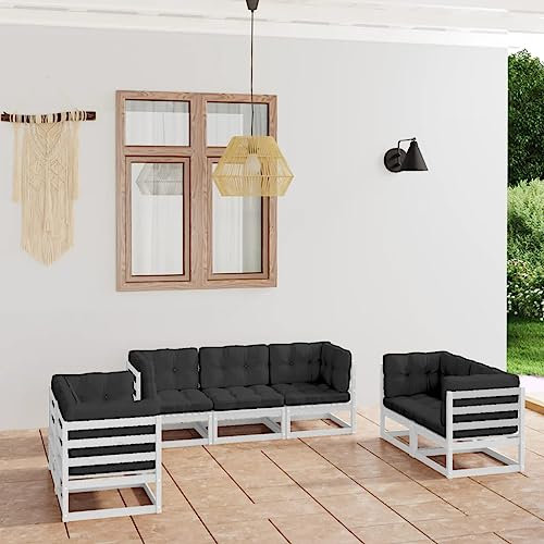 KATERYY 7-TLG. Garten-Lounge-Set mit Kissen Kiefer Massivholz,Komfortable GartenLounge aus massivem Kiefernholz Modular erweiterbar für individuelle Entspannung