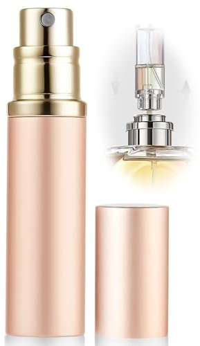 ASADAYS Perfume Atomiser Refillable - 10ml Portable Travel Spray Bottle, Leak Proof Mini Size Perfume Atomizer Bottom Filling, Cologne Dispenser with Men and Women (CA 10ml, Bath Rose Gold)