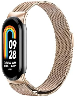 Bracelet de Remplacement pour Xiaomi Mi Band 8, Bracelet de Montre Magnétique, Bracelet de Rechange pour Montre Connectée, Bracelet pour Montre pour Hommes et Femmes (Or Rose)