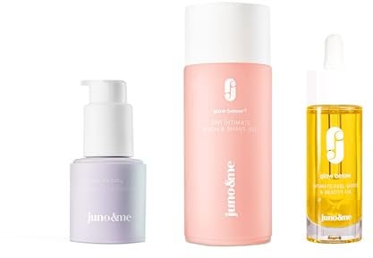 juno & me - Happy Shaving Set: 3er-Set für die Rasur am gesamten Körper - enthält Rasieröl, Rasiergel & After Shave Öl - Milchsäure, Hanfsamenöl & Aloe Vera - gegen Rasierpickel & eingewachsene Haare