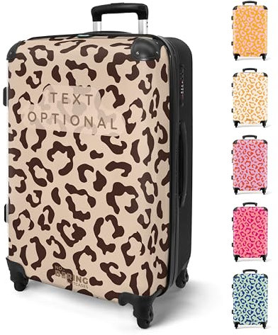 NoBoringSuitcases.com® Reisekoffer 67cm 72L Personalisiert - Großer Hartschalenkoffer mit Rollen, Leichtgewicht Trolley, Koffer Groß für 20kg Gepäck Panther in Mehreren Farben, Koffer für Flugzeug