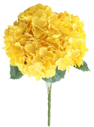Florals - Ramo de hortensias artificiales realistas de seda de 13 pulgadas con tallos largos para decoración de boda, calabaza gigante de 26 pies (amarillo, talla única)