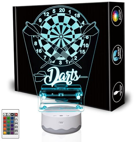 CoolGift Mart Light Up Dart Stand, 16 Farben wechselnde Lichter Acryl Dart Halter mit Fernbedienung, Geburtstag Weihnachten Geschenke für Männer Spieler oder Darts Enthusiasten