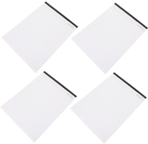 KICHOUSE 4 Stück Notizbuch Professional Weiß Unterlage gefüttert Büro Pads schreibwaren Besprechung Notizblock Memobuch Schreibblock Notizbilder Notizblock schreiben Papier