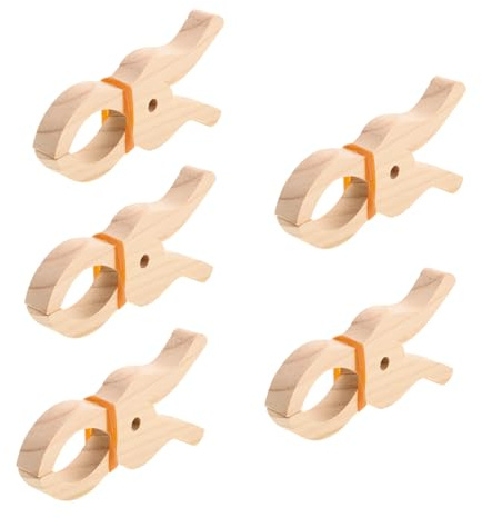 MUCKLILY 5 Stück Giant Holz Wäscheklammern Jumbo Wäscheklammern für Handtücher Kreative Bastelprojekte und Fotoanzeigen Rutschfester Halt und Langlebige Holzstruktur für Drinnen und Draußen