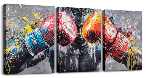 Homewish Leinwand Bilder 3D Boxen Sport Graffiti Wandbilder Wohnzimmer Bild Auf Leinwand 40x30cmx3Pcs Badezimmer Bilder Wandgemälde Zimmer Auf Wand Wall Art Box Inspirierende Gerahmt Wandkunst