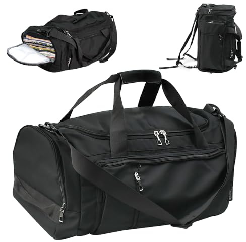 Byfoyif Sporttasche Herren Damen Gym Bag 30L, 53x24x24 cm Reisetasche mit Schuhfach Nassfach Reisetasche Handgepäck Leicht Weekender Sporttasche Schwimmtasche Wasserdicht Travel Duffle Bag Schwarz