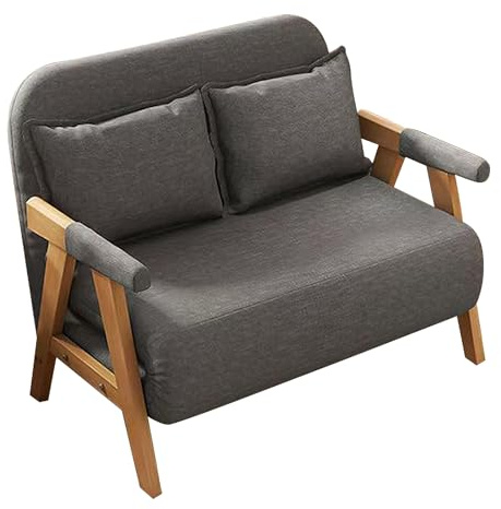 Convertible sleeper chair bed with 5-fach verstellbare backrest - Solid Wood Frame Single Sofa for Living Room, Balcony, Bedroom - Gray (190 x 100 x 30 cm)