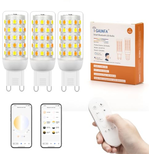 I-SHUNFA G9 LED Dimmbar Lampen Mit Fernbedienung und APP Control,G9 LED Bluetooth Glühbirne,AC 230V,2700K-6500K,Helligkeit einstellbar 1%-100% 4W 400LM,Timing Funktion(3 pack Mit Fernbedienung)