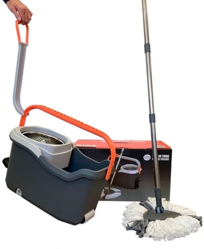 Clim Profesional Cubo Fregado Easy Go Turbo 13L Pedal y Recambio Mopa | Doble Asa, Ruedas, Antisalpicaduras, Compatible Mopas Microfibra, Uso Profesional