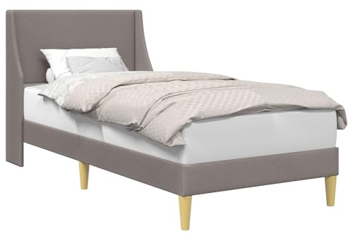 vidaXL Bettrahmen mit Kopfteil Taupe 90 x 190 cm Stoff, Stylische Schlafzimmermöbel, rechteckiges Bettgestell, minimalistischer Stoffsockel, modernes Design, funktionale Dekoration