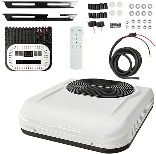 DC 12 Volt 24 Volt Climatizzatore per Camper da Tetto 1800W Raffreddamento Inverter Stazionario con Protezione Batteria per Notte Camion Roulotte Camper(Rotor Type,24V)