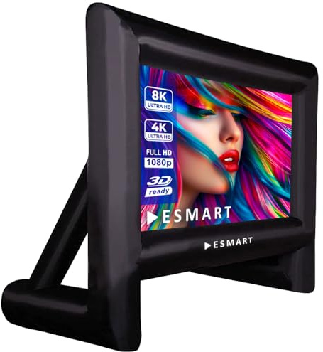 ESMART Public AIR 14 Écran Gonflable 323 cm (247 x 137cm 16:9) | Surface d'image 247 × 137 cm, Format 16:9, tissu blanc pour cinéma maison, gonflable d'extérieur