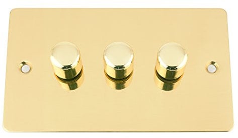 A5 10 Amp Light Dimmer Switch 3 Gang 2 Way 400W - Flat - Polished Brass