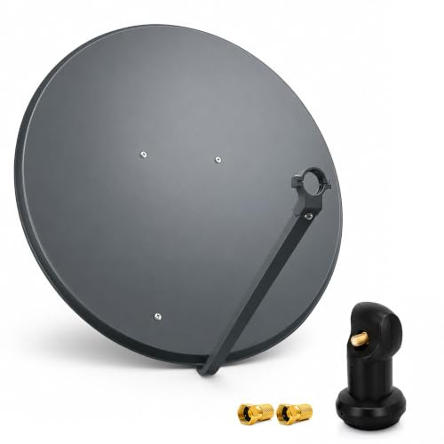 PremiumX Satelliten-Komplettanlage 100cm Satellitenschüssel Anthrazit Satellitenantenne Single LNB F-Stecker, SAT für 1 Teilnehmer