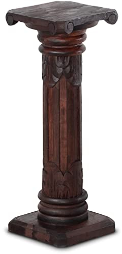 livasia edle Blumensäule Holz im Antik-Look – 60cm – Dekosäule aus Albiziaholz, Handgefertigt, Nachhaltig und Einzigartig aus Bali, Perfekt für Wohnzimmer, Flur oder Garten (Braun)