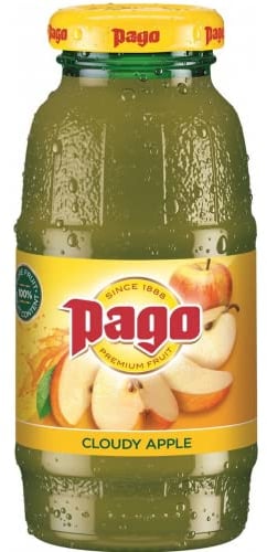 Pago – Cloudy Apple - 100% Natural Fruit Juice Drink, Vegan Friendly and Gluten Free, 200ml (Pack of 12 Bottles)