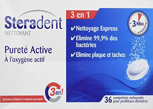 Steradent Nettoyant Pureté Active - 36 comprimés