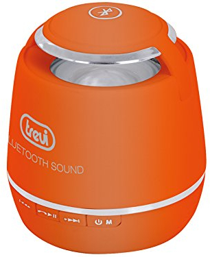 Trevi XP 71 BT Mini Altoparlante Amplificato Portatile Bluetooth con Funzione Vivavoce, Lettore Mp3 da Micro SD, Aux-In, Led Multicolore, Arancione