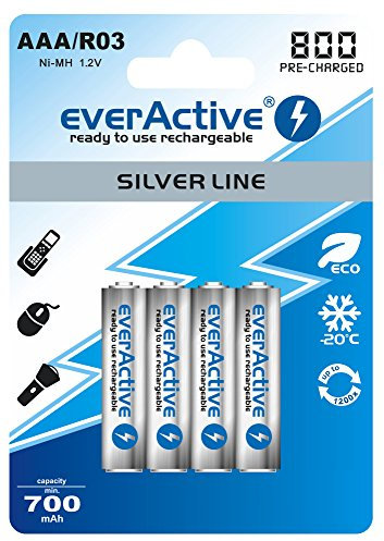 20 EverActive Silverline AAA Battery 700 mAh NiMH Rechargeable LR3 HR03...
