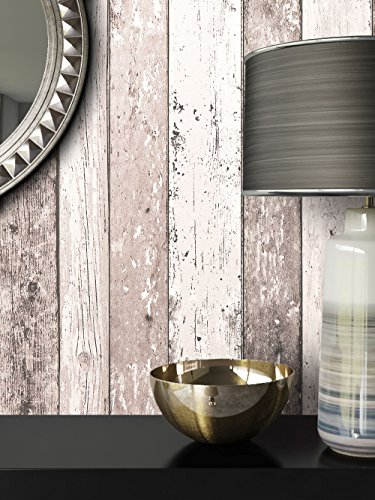 Holz-Muster-Tapete Vlies Braun Beige Edel | schöne edle Tapete im Holzwand-Design | moderne 3D Optik für Wohnzimmer, Schlafzimmer oder Küche inkl. Newroom-Tapezier-Profibroschüre mit super Tipps!