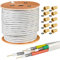 HB-DIGITAL 100m Quattro-Kabel Koaxial SAT 4-Fach Weiß 4-in-1 für Ultra HD 4K DVB-S/S2/C/T/T2 BK Anlagen + 50 Vergoldete F-Stecker SET Gratis (Quattro, Quad)