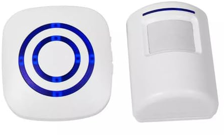 Kabelloser Alarm für die Einfahrt, Eingangsalarm, Besuchertürklingel mit 1 Plug-in-Empfänger und 1 PIR-Bewegungsmelder-Detektor-Alarmsystem, hochwertiger Sound und LED, 38 Melodien