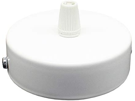 Anschlussdose Weiß Metall im Set mit Zubehör ø 80x25mm Verteilerbaldachin Aufputzdose Verteilerdose mit Zugentlastung Decken-Baldachin für Pendel-Lampen und Hänge-Leuchten