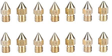 14 Stück 3D Drucker Extruder Düse Kit,Messing Extruder Nozzle 0,2mm,0,3 mm,0,4 mm,0,5 mm,0,6 mm,0,8 mm,1,0 mm für Anet A8,CR-10,MK8 usw