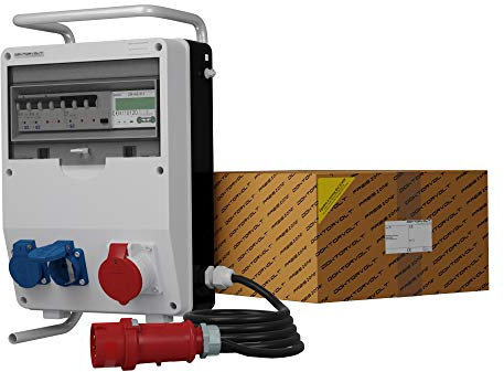 Doktorvolt Stromverteiler Baustromverteiler Mobilverteiler TD-S/FI 16A 2x230V Mennekes Dosen Mit Kabel Stromzähler MID Steckdosenverteiler