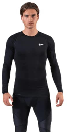 NIKE Men's Tight Fit Long Sleeve Knit, Black White, XXL UK