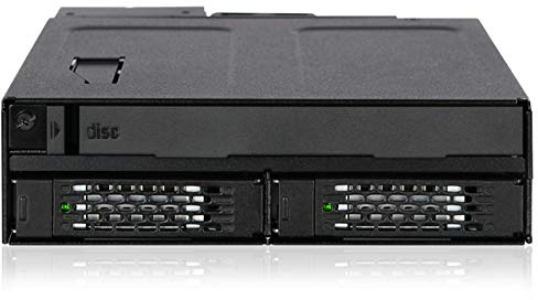 ICY DOCK Wechselrahmen für 2X 2,5 Zoll SATA/SAS SSD/HDD und 1x SATA (Ultra) Slim ODD in 1x 5,25 Zoll Vollmetall - ToughArmor MB602SPO-B