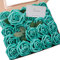 Künstliche Rosen, elfenbeinfarben, 50 Stück, echt aussehende, künstliche Rosen mit Stiel für DIY Hochzeitssträuße, Tafelaufsätze, Arrangements, Babyparty, Heimdekoration. 25pcs Regular 3 petrol