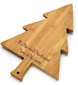 Chichi Gifts Personalised Christmas Tree Bamboo Chopping Board/Cheeseboard Its The Most Wonderful Time Of The Year FREE ENGRAVING