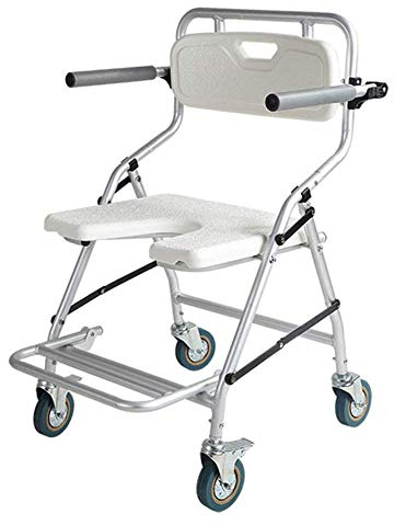 Faltbare Mobile Toilette, Duschstuhl Mit Rückenlehne, Medizinischer Badhocker Mit Rollen, Mobiler Kinderwagen Für Behinderte, Ältere Menschen